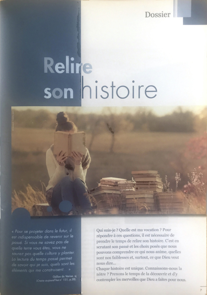 Dossier: "Relire son histoire", par Madeleine Goosens, magazine Vocations, Mars 2015